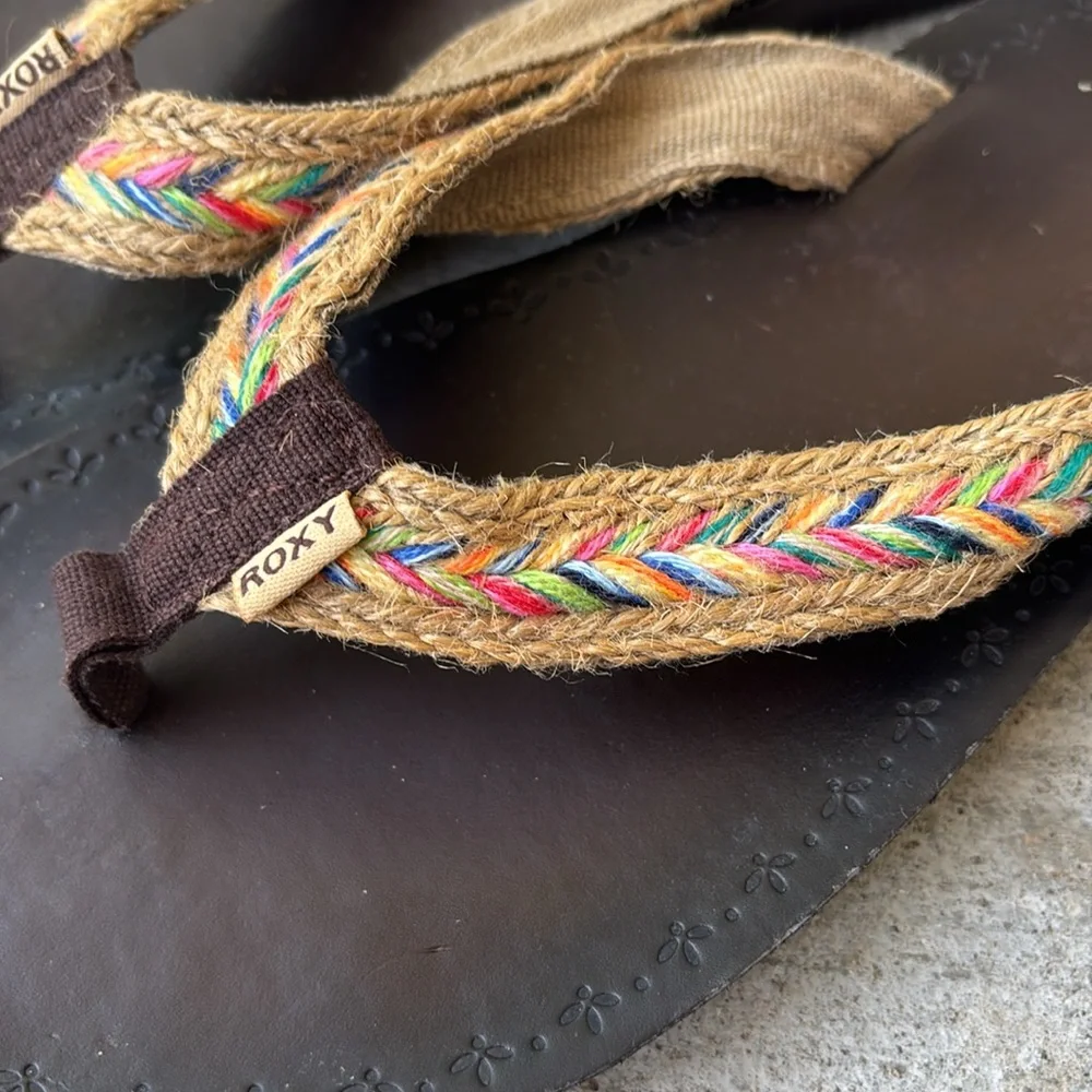 Roxy Sandals with Colorful Woven Aztec Straps